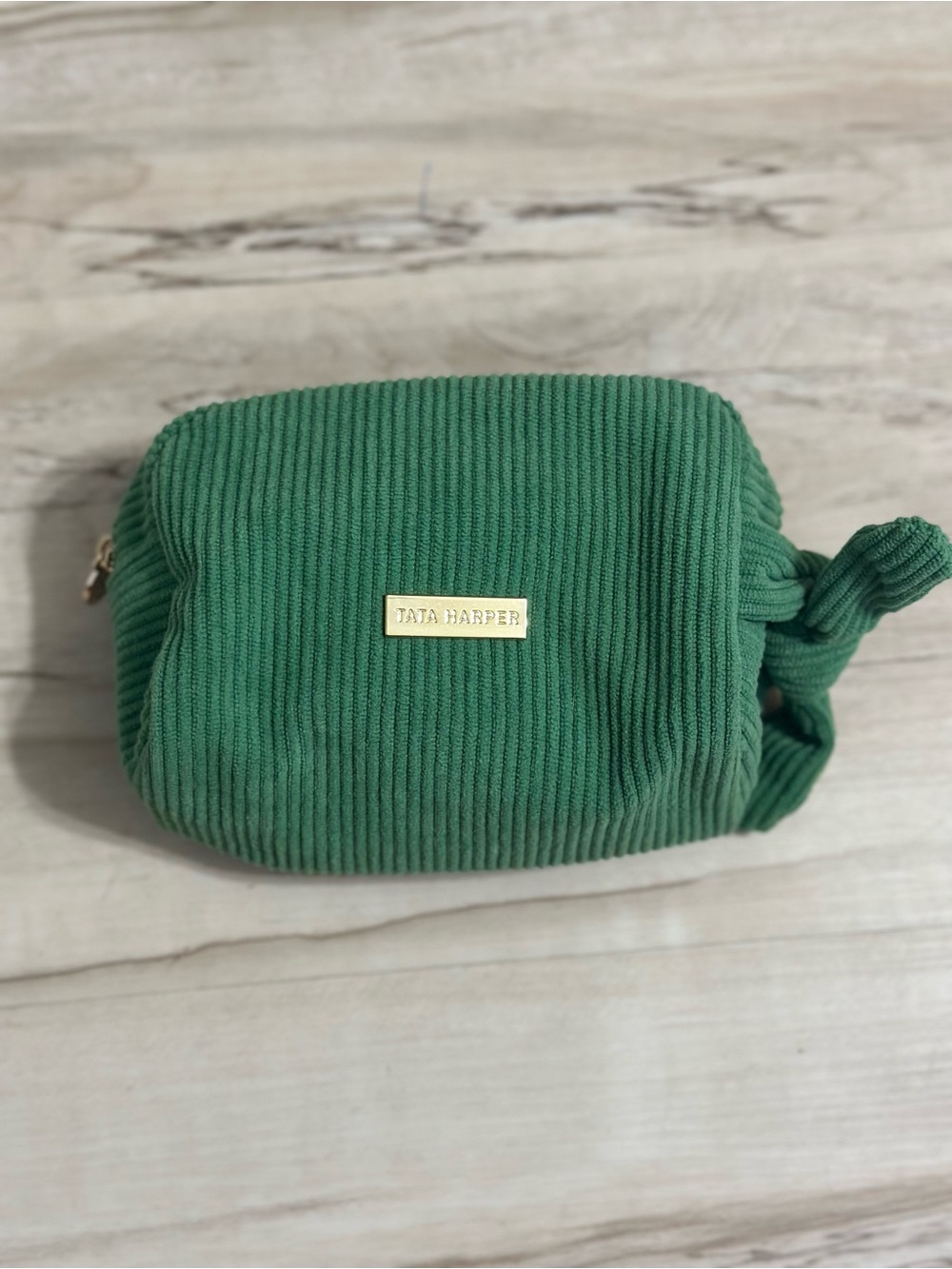 Tata Harper Green Mini Corduroy Glam Bag